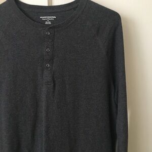 LP 100% Cotton Long Sleeve Henley Charcoal Gray